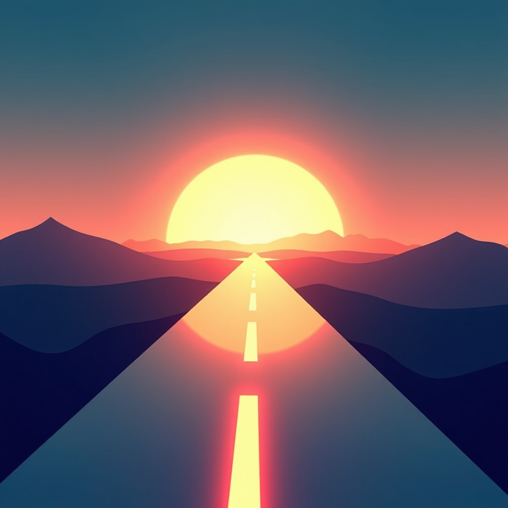 A futuristic pathway leading into a bright horizon, symbolizing the choice between ethical development and rapid expansion in AI, high quality, 4:3