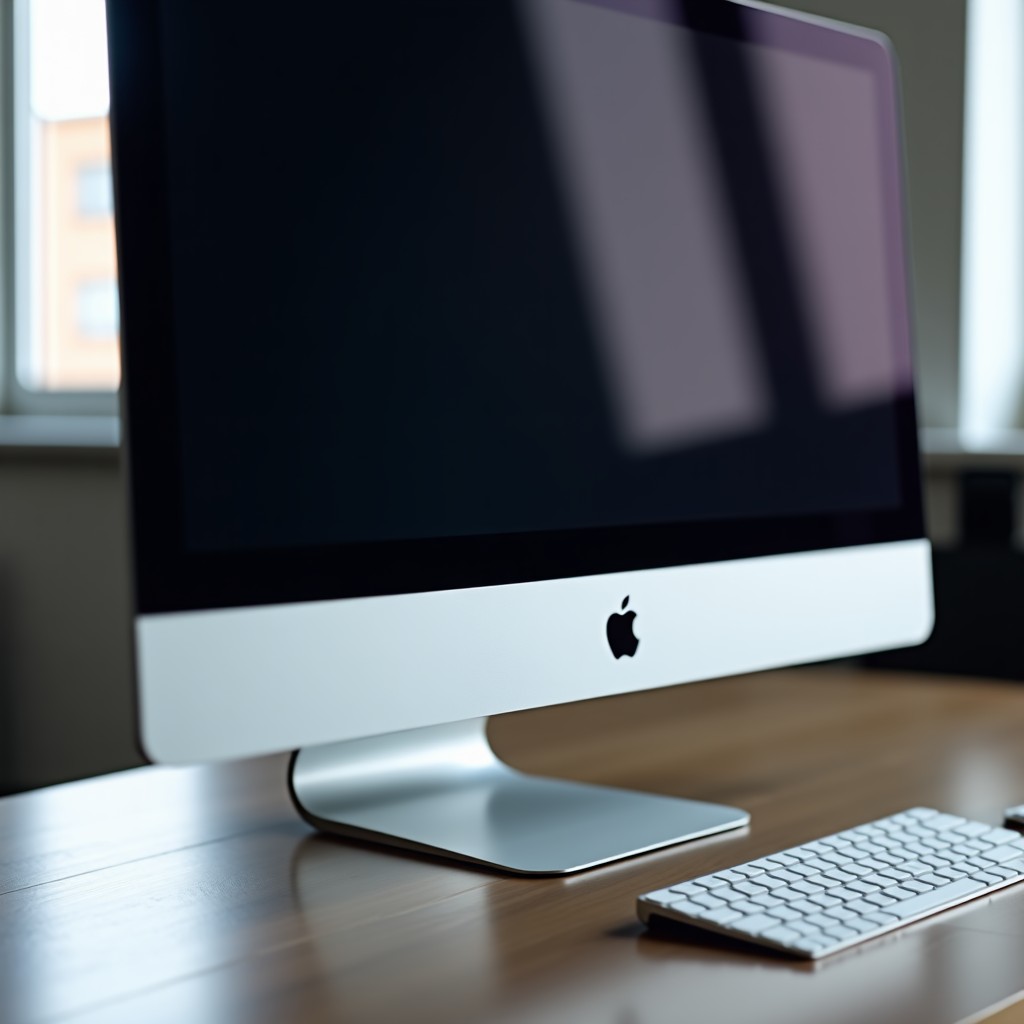 Close-up of a high-end computer monitor in a modern studio environment, aluminum build, clean desk setup, depth of field, minimalist aesthetic, 4:3 aspect ratio.