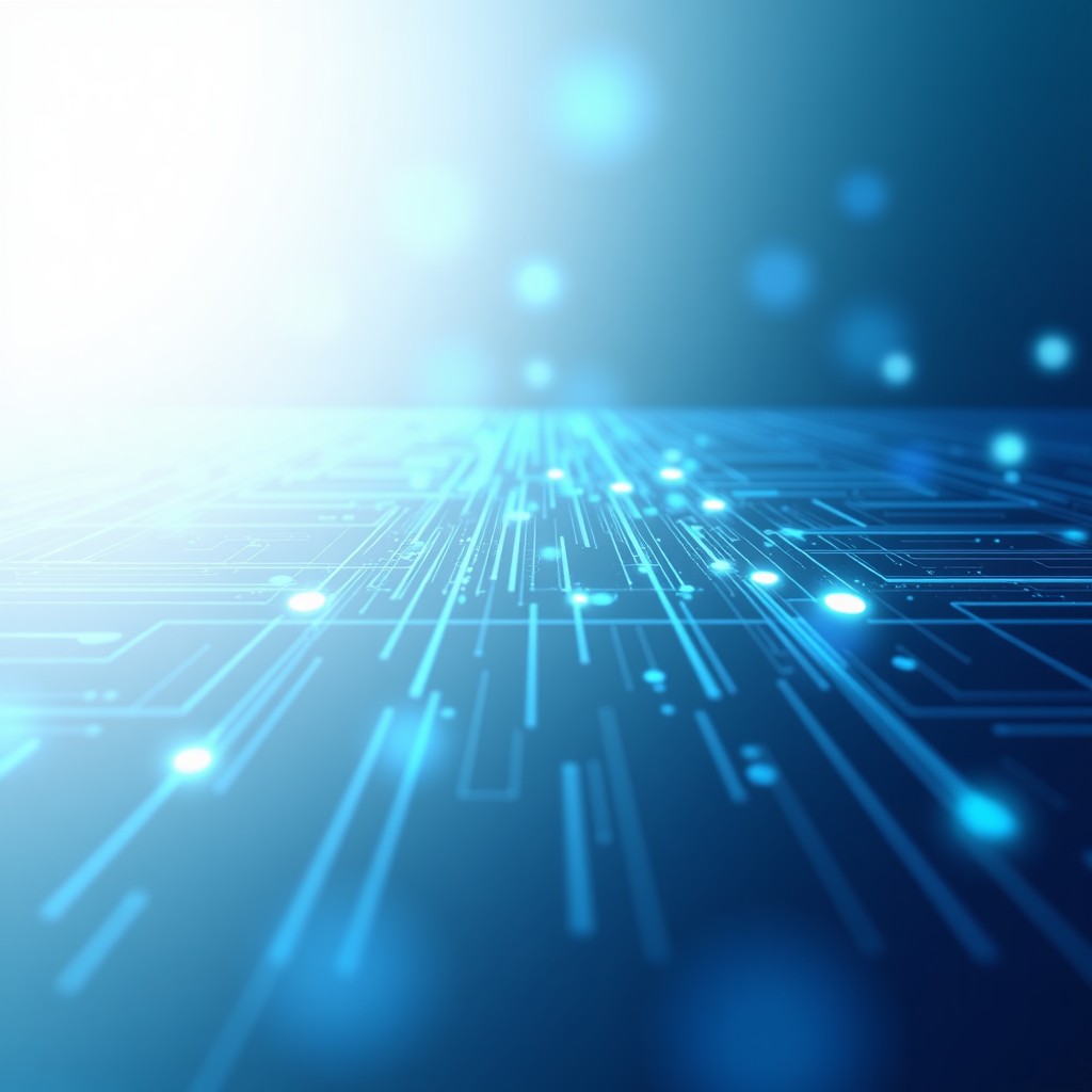 A modern, high-tech conceptual illustration of digital communication lines and European regulatory symbols, clean design, gradient blue and white background, photorealistic 4:3.