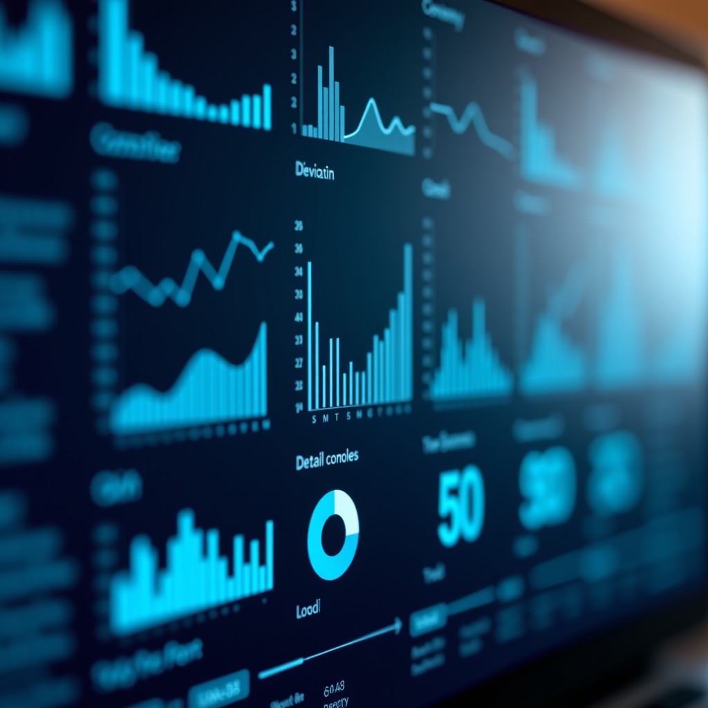 A sleek, modern digital control panel showing data points and analysis charts, minimalism, soft focus, high quality, 1:1.
