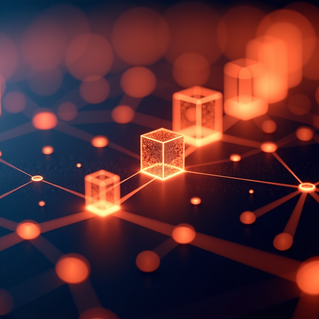 Close-up of glowing interconnected data points, crystalline clarity, light diffusion, professional analytical mood, high contrast, 4:3